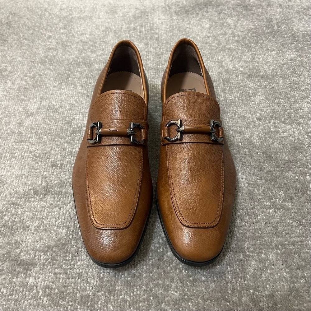 Men’s Salvatore Ferragamo ‘Benford’ Brown Leather Loafers Size US 8.5
